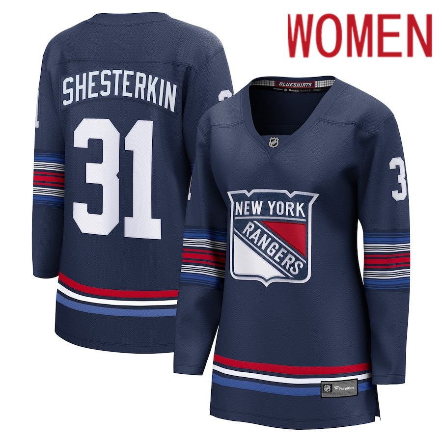 Women New York Rangers #31 Igor Shesterkin Fanatics Branded Navy Alternate Premier Breakaway Player NHL Jersey